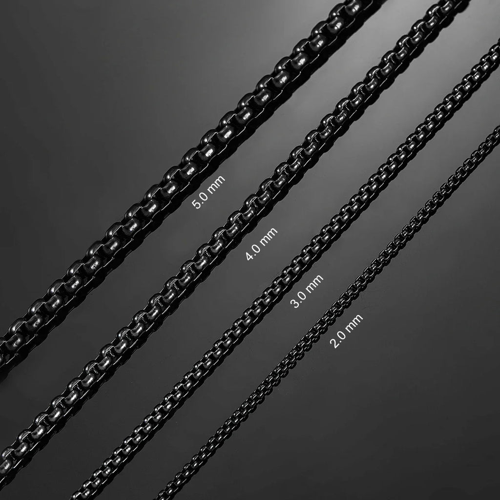 2mm/3mm/4mm/5mm Black Box Link Chain Necklace Classic Curb Stainless Steel Jewelry For Men Women Fashion Accessories