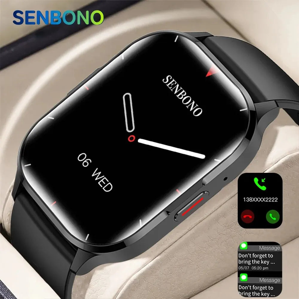 SENBONO AIR3 2024 New AMOLED Men Smart Watch Bluetooth Call 24H Health Tracker NFC Sport Smartwatch Men Women for IOS Android