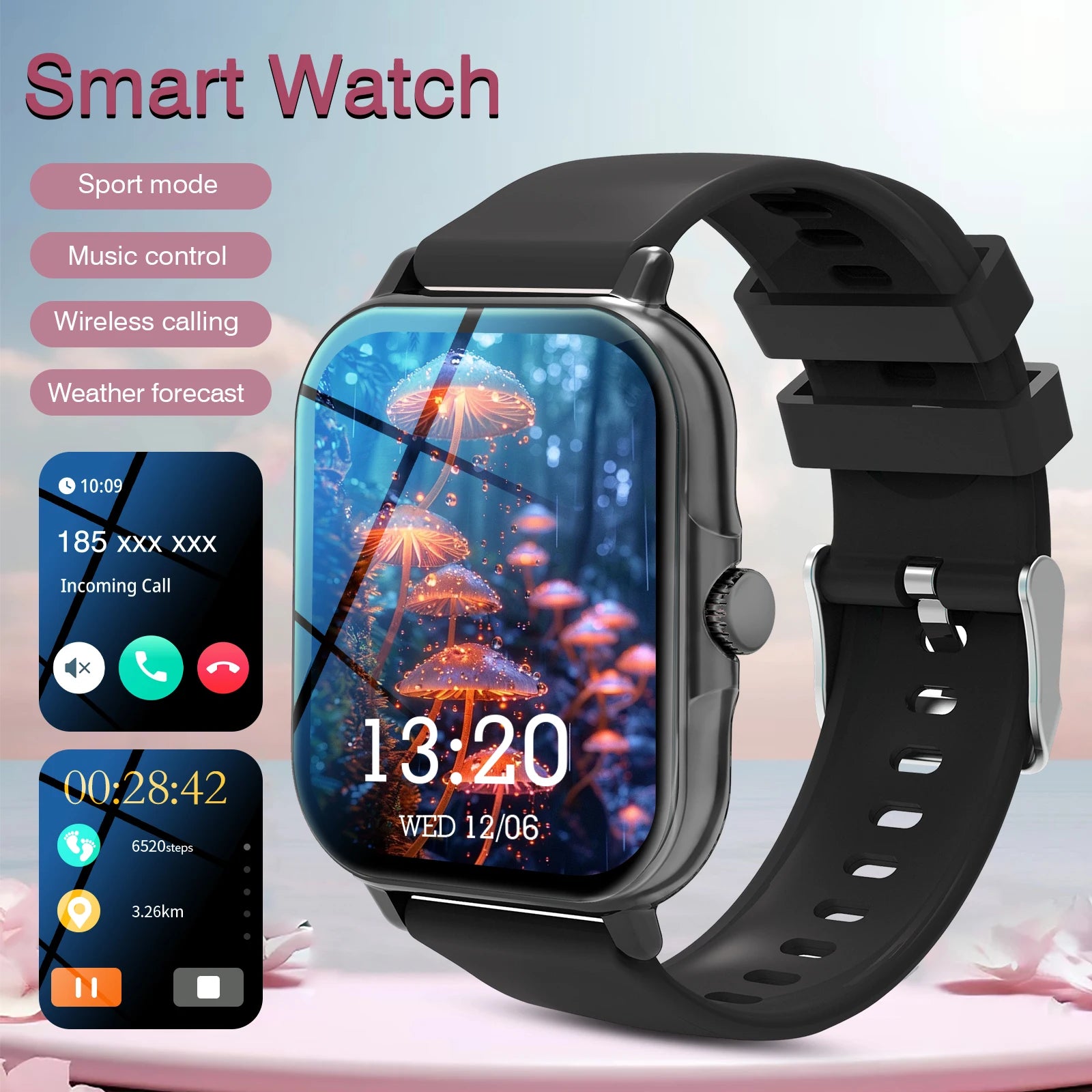 Smart watch, for men and women, wireless calling, fitness tracker, 2.01 inch screen, sports smart watch
