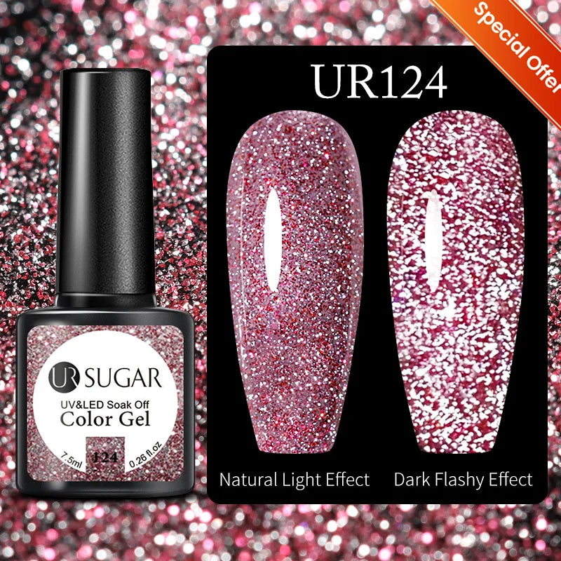 UR SUGAR 7.5ml Nude Glitter Color Nail Gel Polish Semi-permanent Varnish Soak Off Nail Art Base Top Coat UV LED Gel Manicure