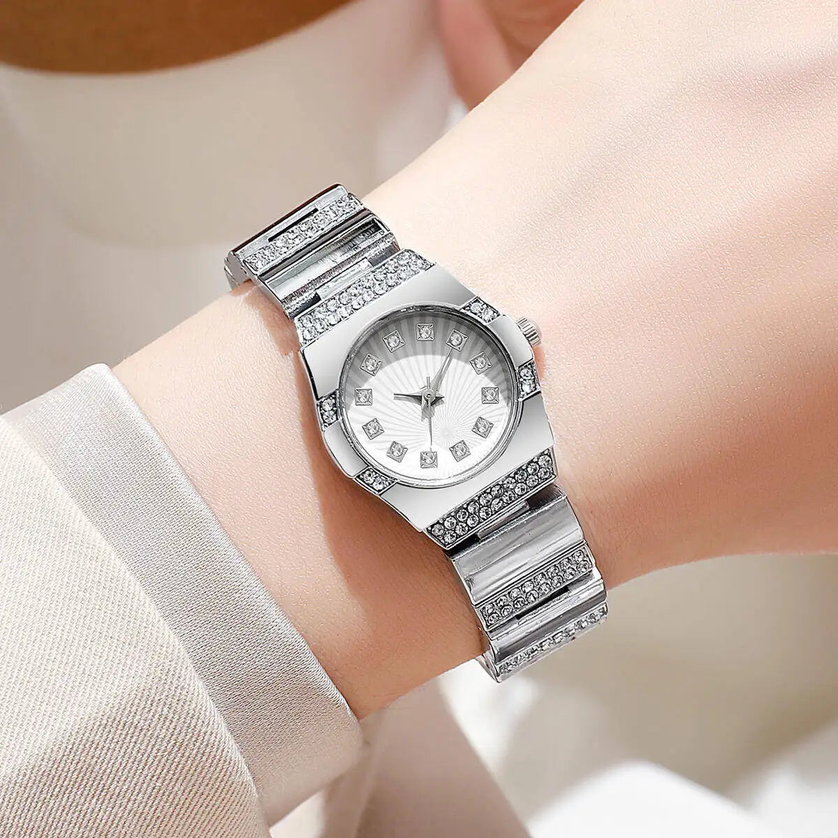 Luxury Rhinestone Women Watches Fashion Small Dial Quartz Watch Steel Strap Wristwatches for Girls Clock Reloj Mujer