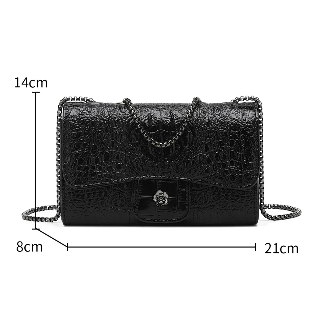 Simple Mini Crocodile Pattern Small Square Bag Summer New Style Trendy Versatile Chain