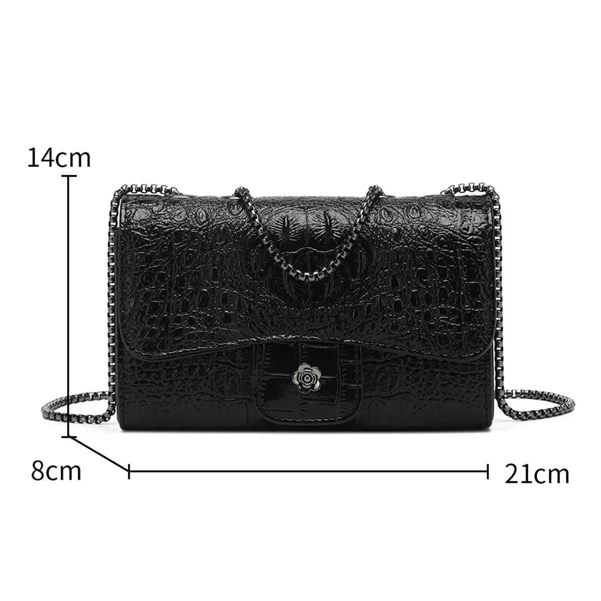 Simple Mini Crocodile Pattern Small Square Bag Summer New Style Trendy Versatile Chain