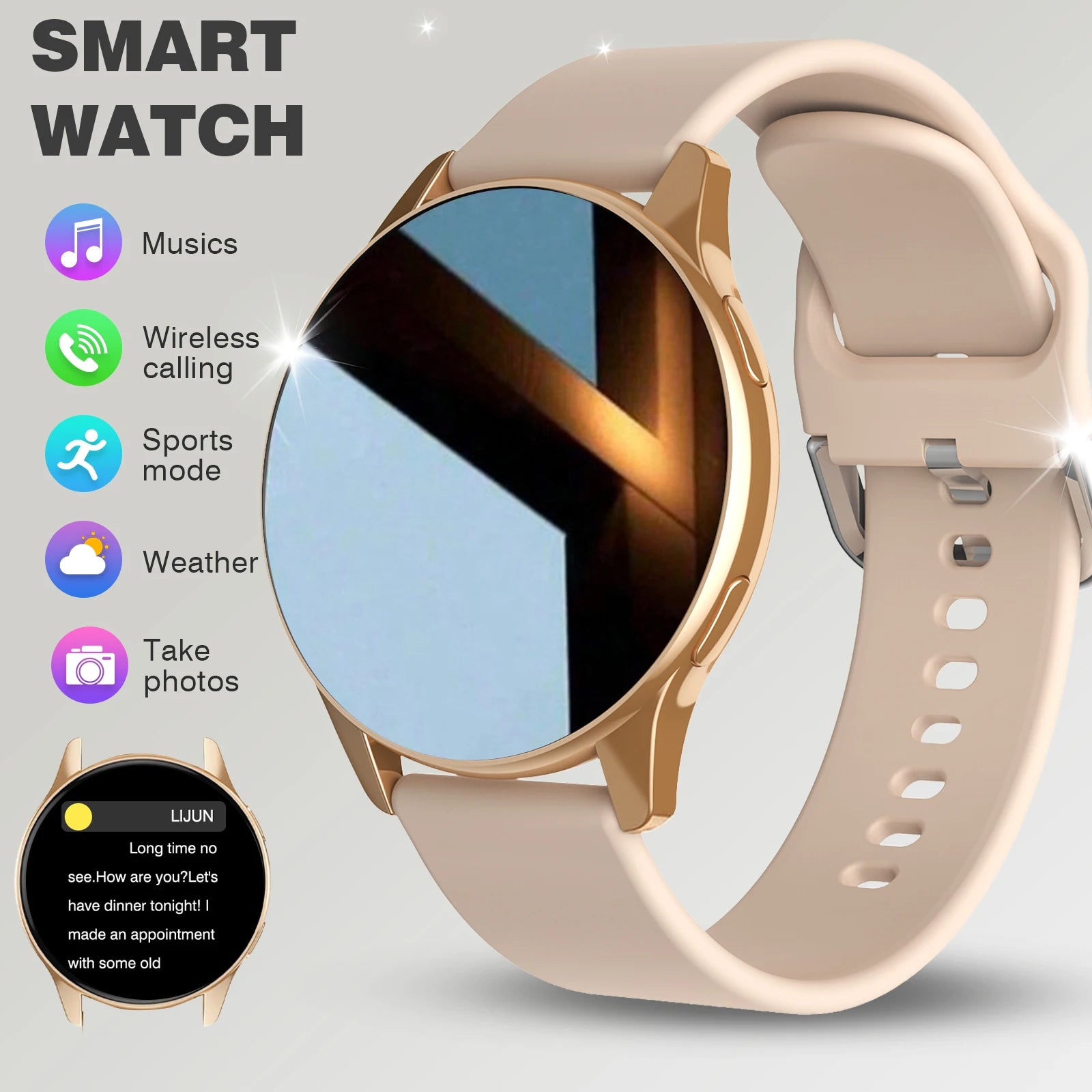 Smart Watch, Wireless Call/Dial, Multi-Sport Mode, Multiple APP Reminders, Suitable for Men and Women, Compatible with IPhone/An