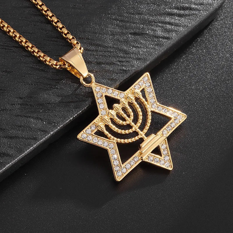 YQ Luxury Star of David Pendant Necklace For Men Women Middle Eastern Fashion Jewelry Accessories