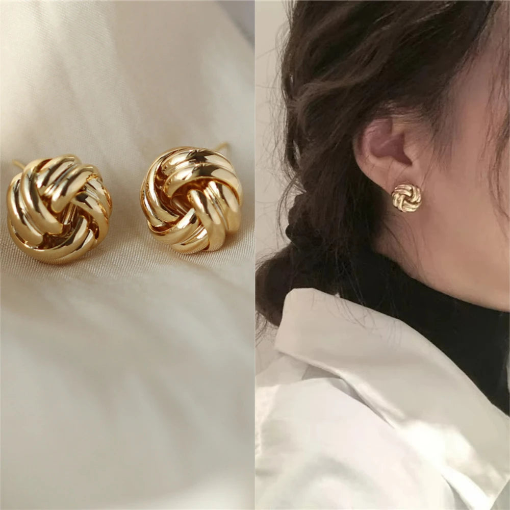 SUMENG Women's Small Metal Stud Earrings in Gold Color with Touch of Style and Elegance, Tiny Yet Unusual Fashion Jewelry