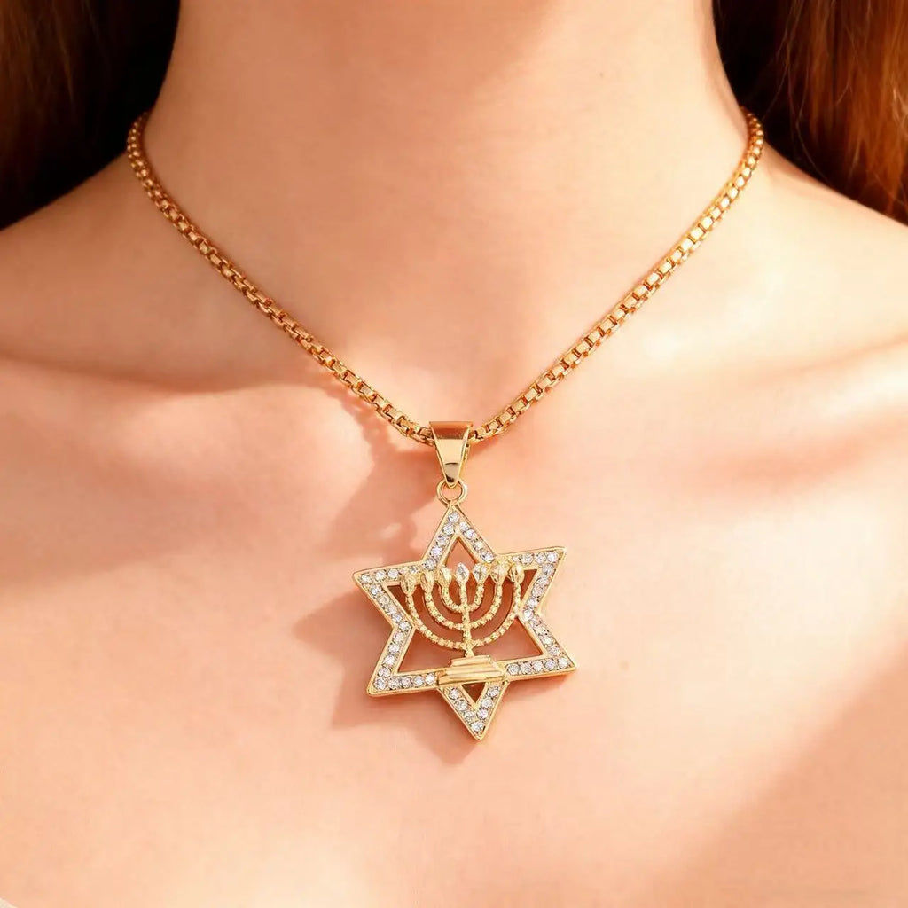YQ Luxury Star of David Pendant Necklace For Men Women Middle Eastern Fashion Jewelry Accessories