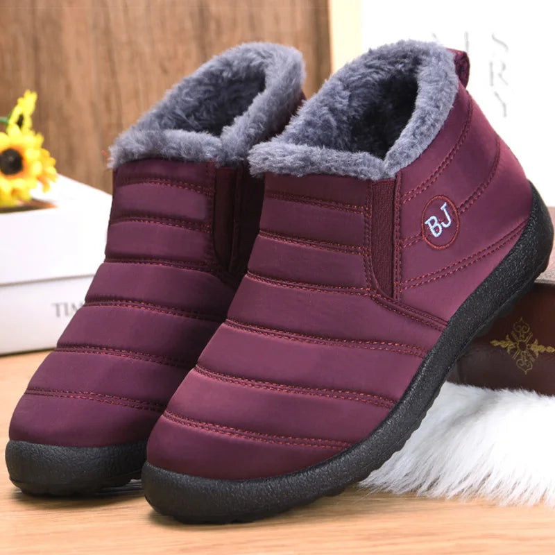 Women Boots Slip On Ankle Boots For 2025 Winter Shoes Women Snow Boots Keep Warm Fur Winter Botas Mujer Black Short Boot Female