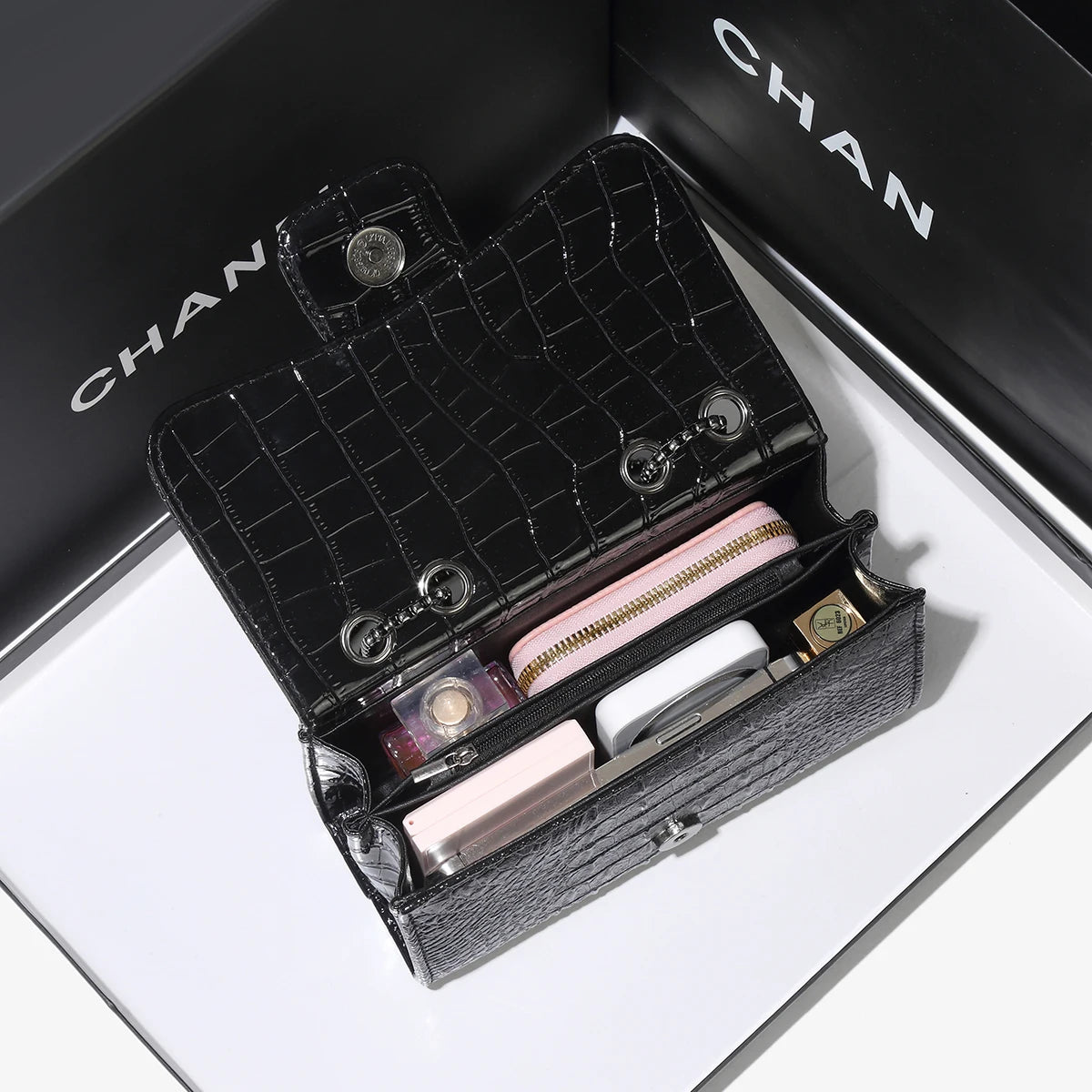 Simple Mini Crocodile Pattern Small Square Bag Summer New Style Trendy Versatile Chain