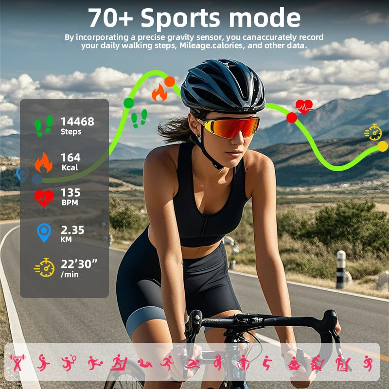 LIGE New 2.04" HD Display Health Monitor Smart Watch 2025 1000mAh Large Battery Bluetooth Call IP68 Waterproof Sports Smartwatch