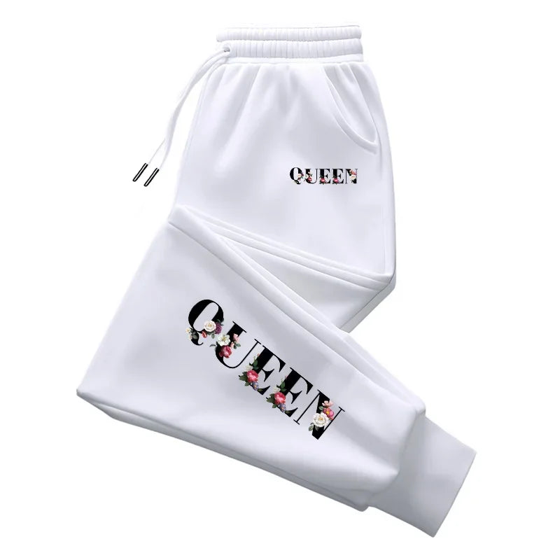 Queen Printing Womens Sweatpants Casual Trousers Outdoors Sports Jogging Woman Clothing Daily Sportswear Fashion Street Pants