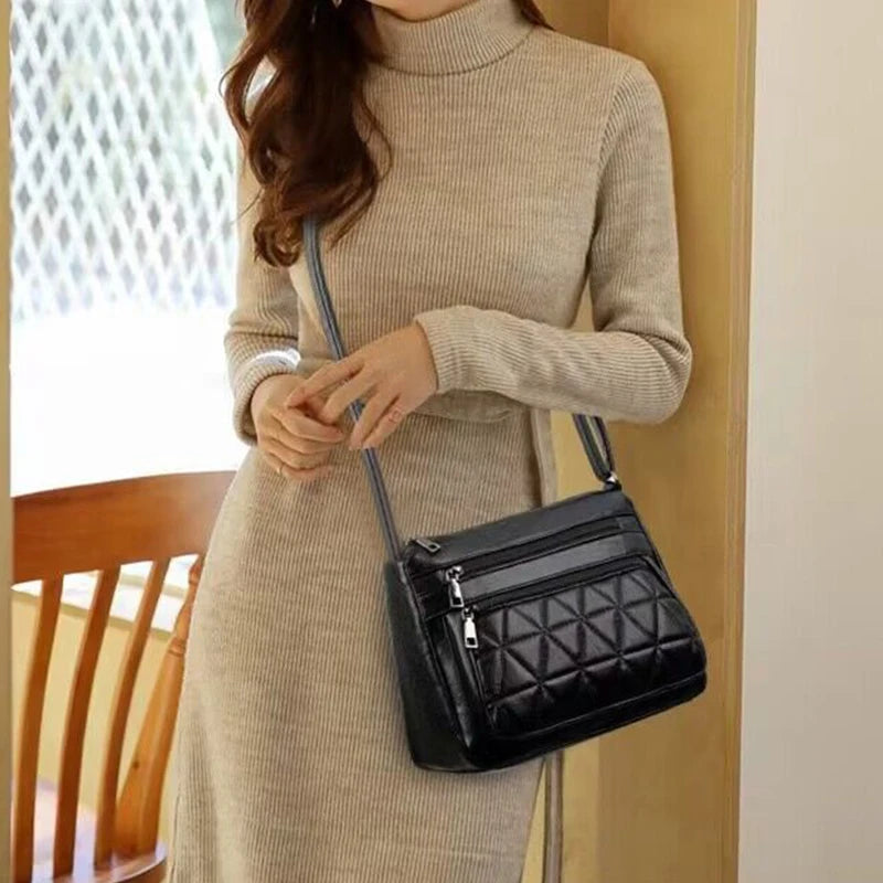 Men's and Women's New Style Simple Soft Leather Multi-purpose Durable Shoulder Bag for Casual Use