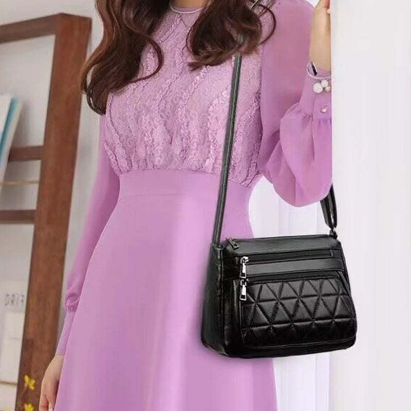 Men's and Women's New Style Simple Soft Leather Multi-purpose Durable Shoulder Bag for Casual Use