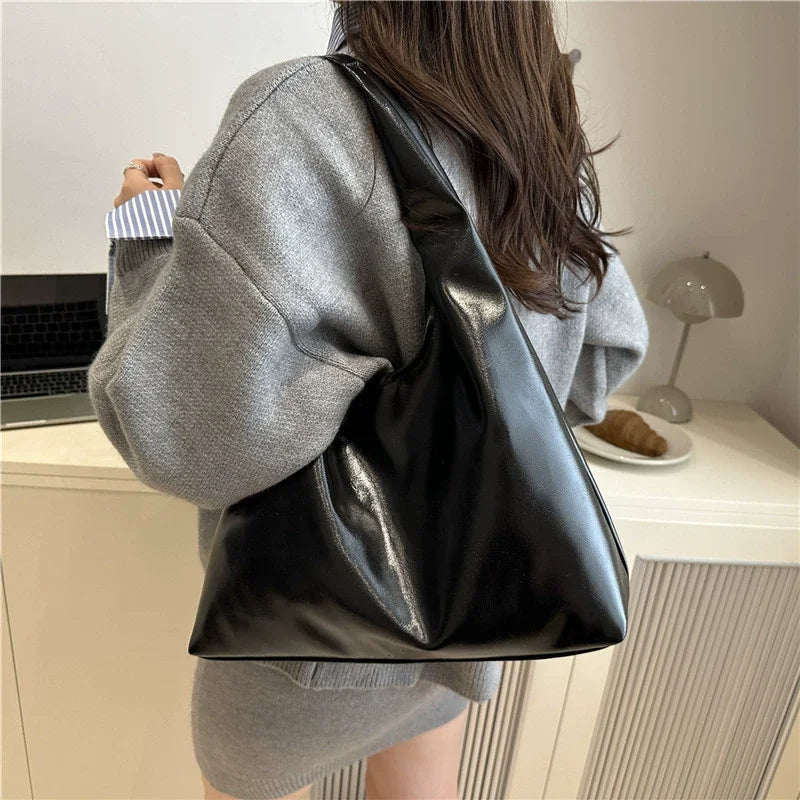 Large Capacity PU Leather Hobo Retro Red Bags Autumn Winter Shoulder Bag for Women 2025 New Trend Y2K Handbags and Purses Tote