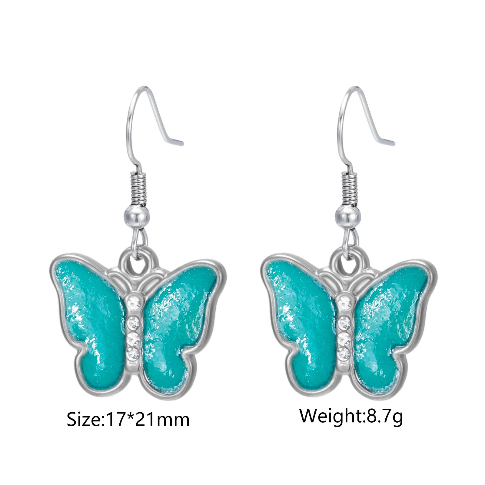 Cazador Stainless Steel Colorful Butterfly Earrings Drop Earrings For Women Girls Jewelry Party Birthday Gift Wholesale
