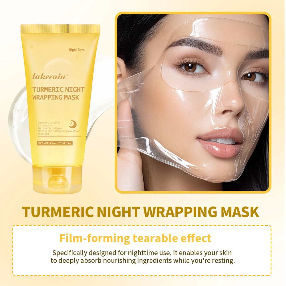 Kojic Acid Turmeric Overnight Wrapping Peel Off Mask Nourishes Hydrolyzed Collagen Glowing Skin Skin Firmnes Korean Skincare