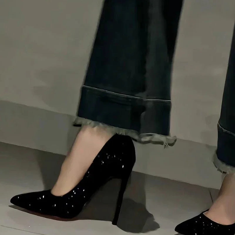 Women's High Heels 2025 Summer New Pointy Skinny High Heel Casual Fashion Sequined Heels Tacones Mujer pumps women shoes