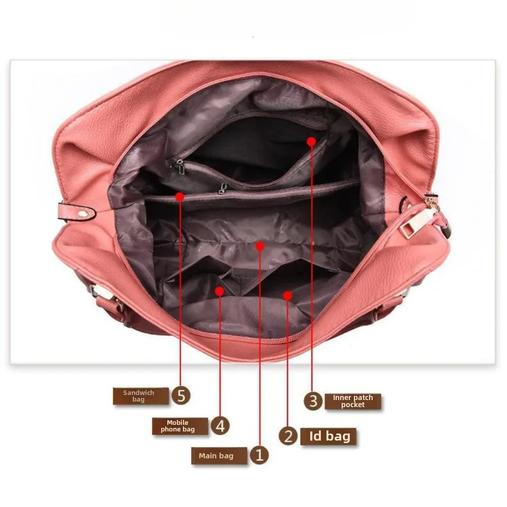 2025 Hot Women'S Fashion Soft Leather Handbag Large Capacity Women'S Bag One Shoulder Crossbody Bag Women'S Stylish Backpack