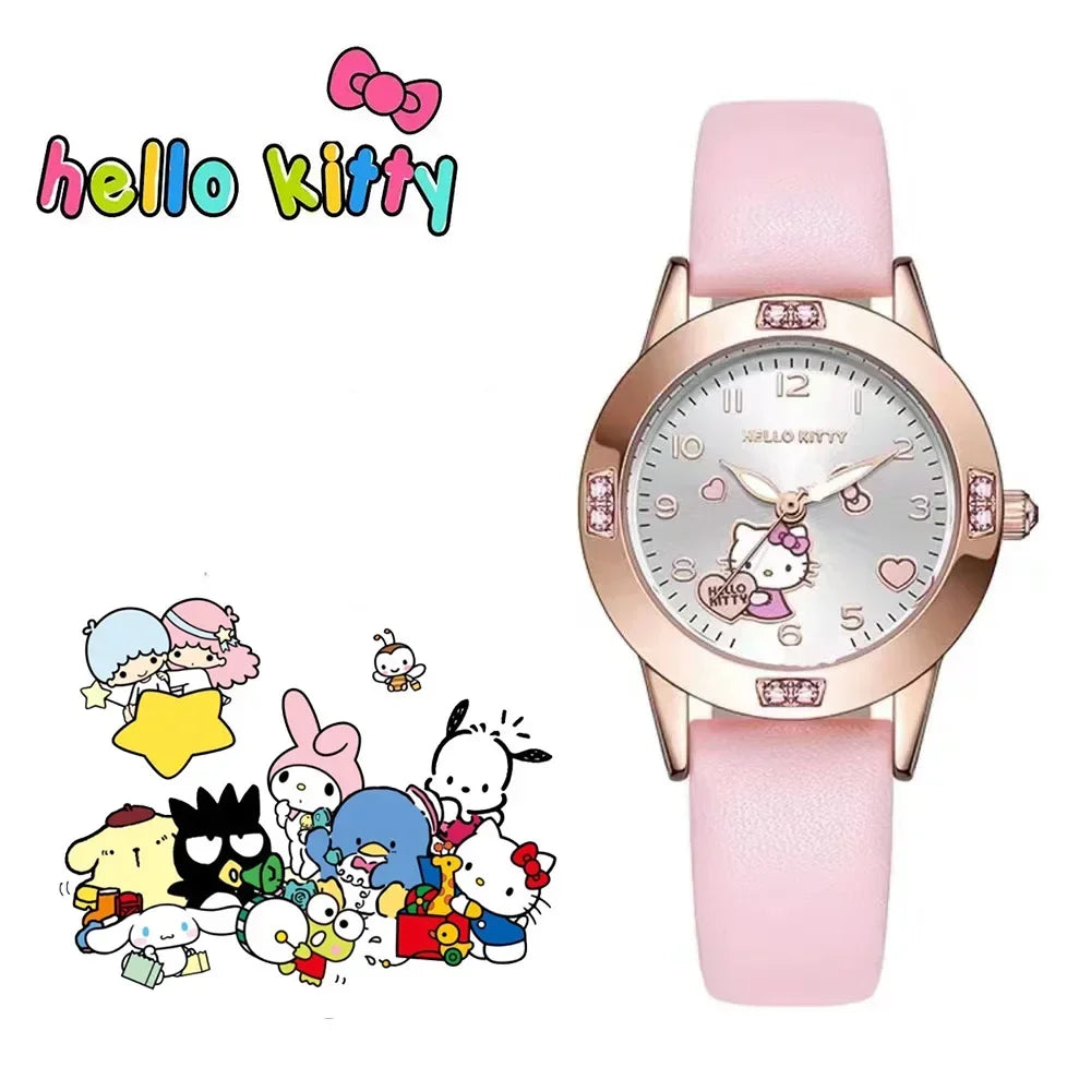 Sanrio Hello Kitty Women Watch Kuromi Cinnamoroll Kawaii Quartz Casual My Melody WristWatch Women Girl Children Gifts