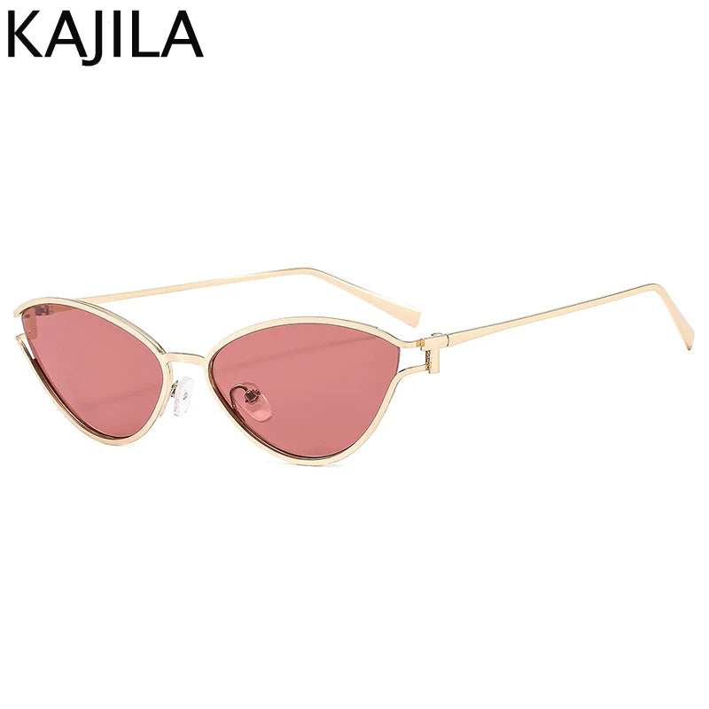Sexy Cat Eye Sunglasses Women 2025 Luxury Brand Vintage Small Oval Punk Metal Frame Sun Glasses For Ladies Retro Eyewear Shades