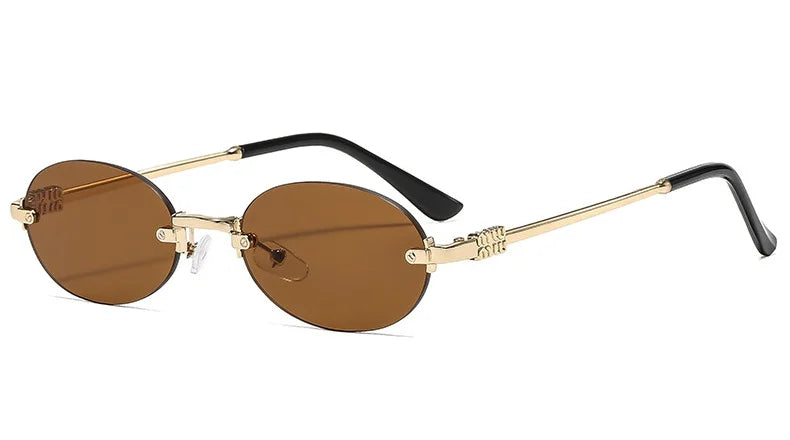 Frameless Oval Personality Sunglasses Luxury Brand Ins Style Summer Sun Protection Sunglasses High-End Fashion Sunglasses UV400