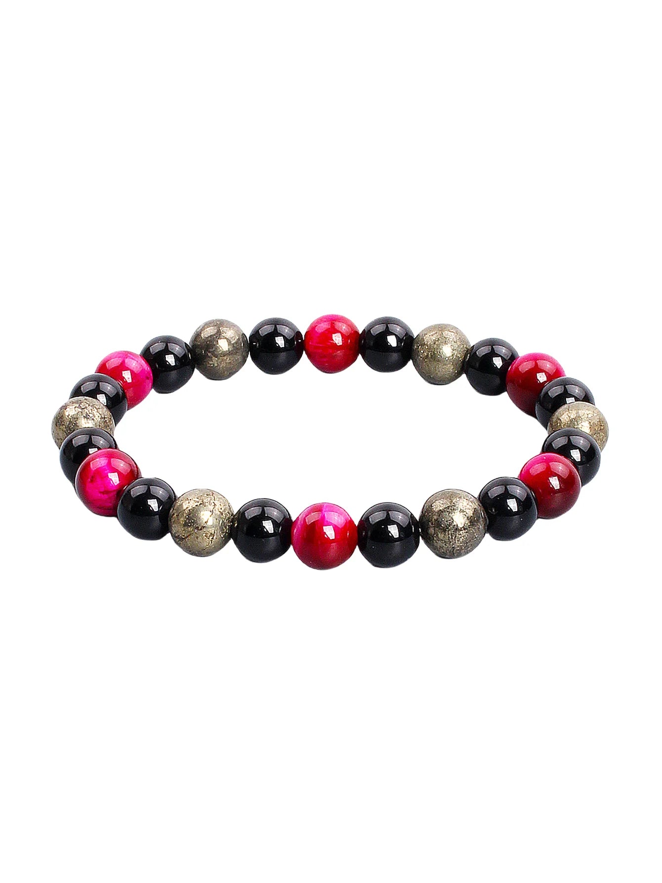 Triple Power Beaded Bracelet Tiger's Eye for Courage Obsidian Grounding & Pyrite for Wealth Natural Stones Healthy Care Jewelry