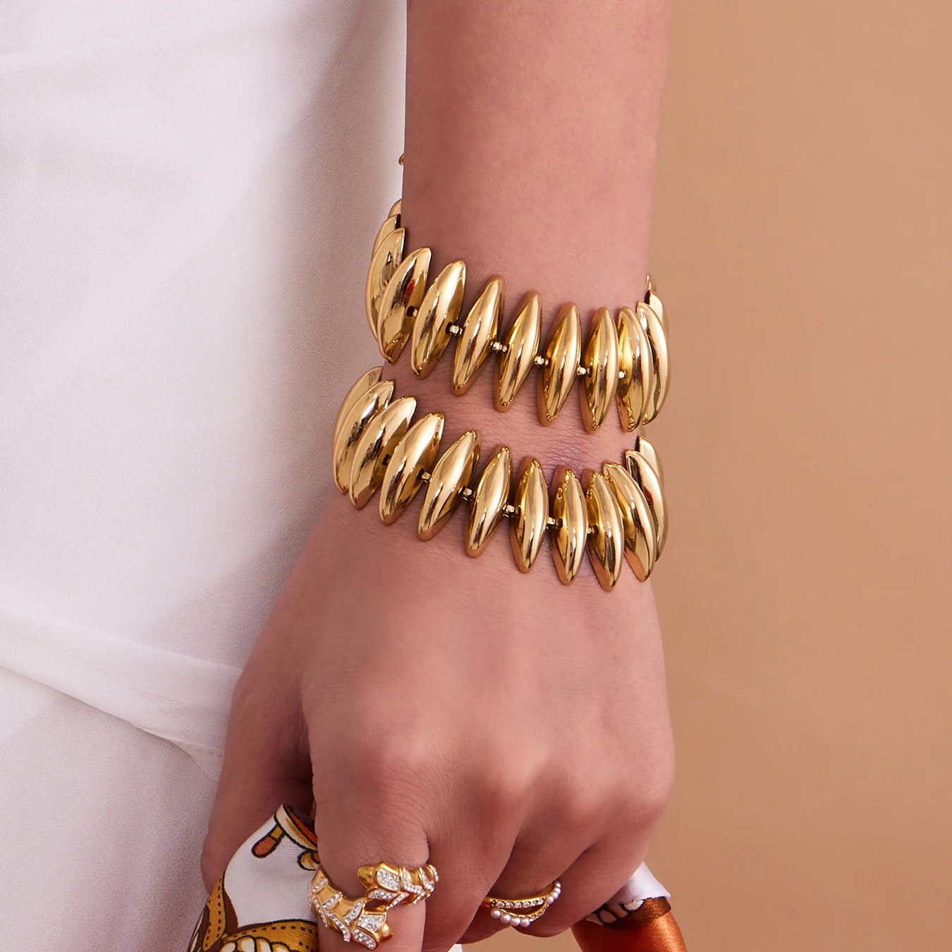 Gold Color Silver Thick Bar Chain Necklace Choker For Women Stainless Steel 18K Gold-Plated Bracelet Femme Waterproof Jewelry