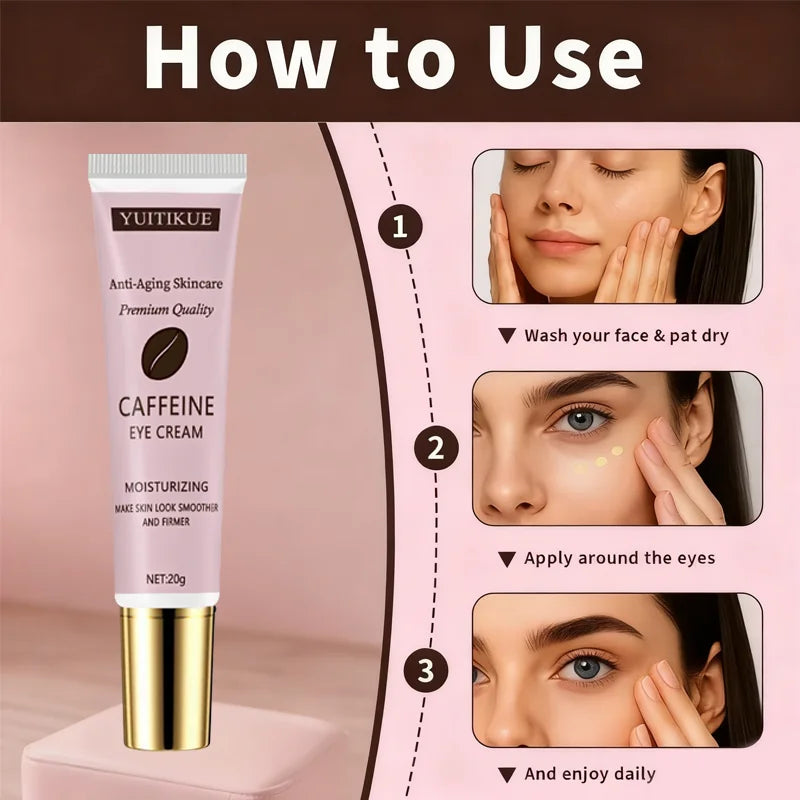 YUITIKUE Caffeine Eye Cream - Lifting and Firming, Brightening Skin, Reduces Fine Lines Around Eyes, Moisturizing Eye Care Cream