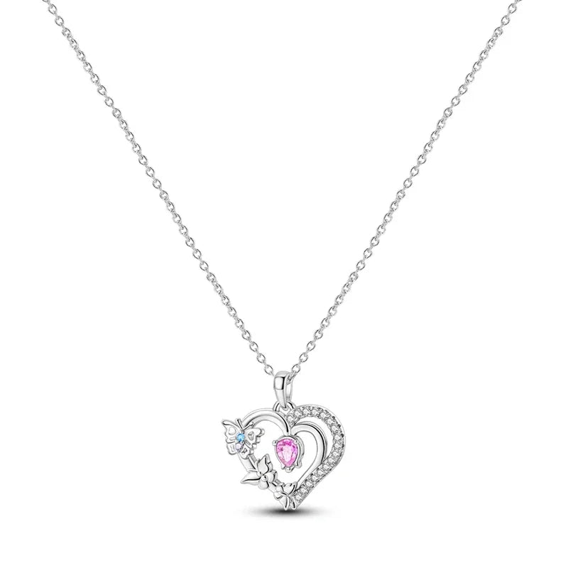 Original 925 Sterling Silver Necklace For Women Class Style Heart Shape Romantic Style High Quality Women Necklace Jewelry Gift