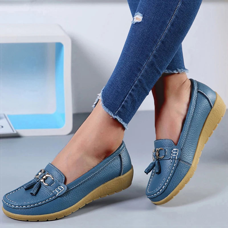 Women Shoes Nurse Loafers Shoes Classics Flats Zapatos Mujer Comfortable Flat Shoes Women White Casual Leather Women's Footwear