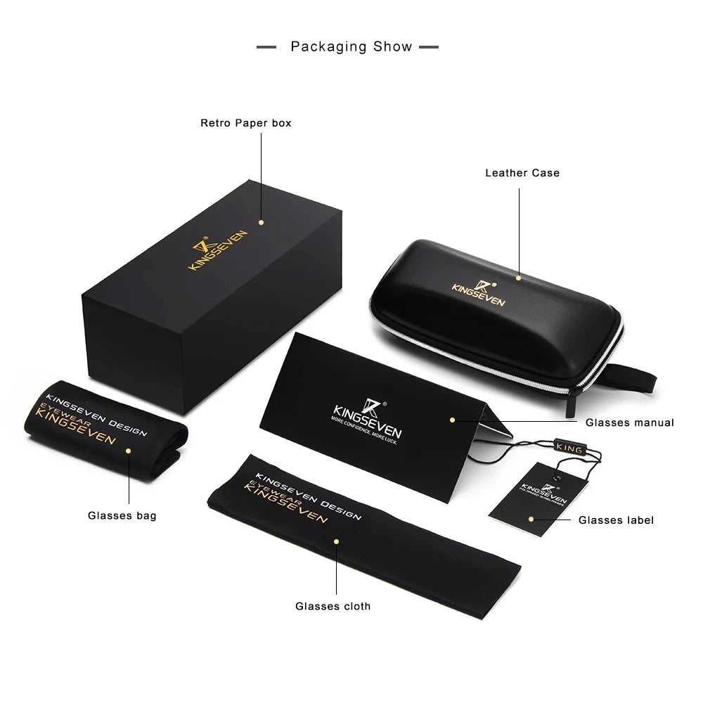 KINGSEVEN Pilot Alloy Sunglasses Polarization UV400 Anti-reflection Full Frame Parsnip Glasses Women Retro Luxury Eyewear