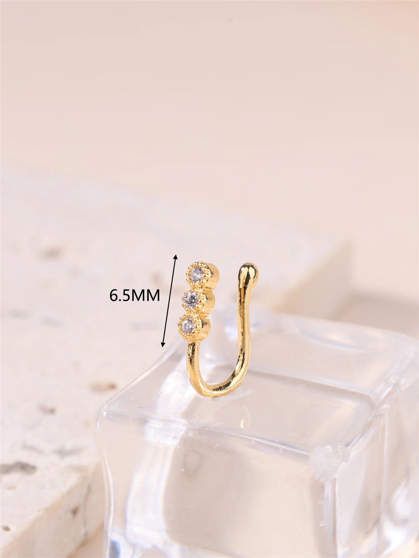 6PCS Fake Nose Ring CZ African Nose Cuffs Gold Fake Nose Piercing Faux Septum Nose Rings Clip On Nose Jewelry For Women
