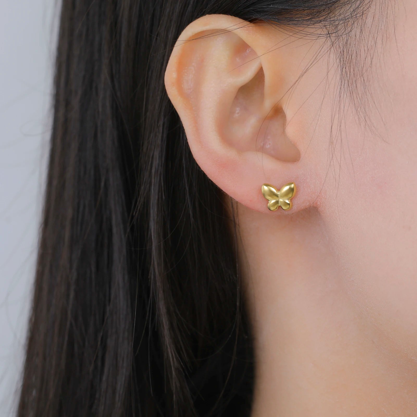 Teamer Mini Glossy Butterfly Stud Earrings Women Girls Gold Color Stainless Steel Cute Animal Jewelry Wholesale Birthday Gift