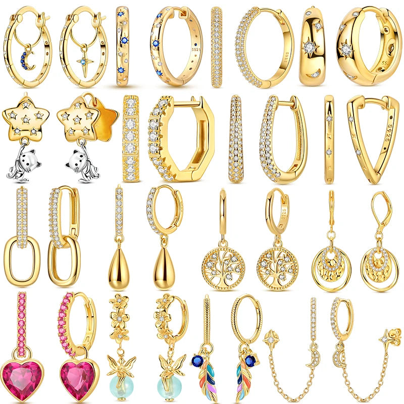 Ladies' Gold Earrings 925 Pure Silver Tree of Life Earrings, Birthday, Wedding, Engagement Party Fashion Jewelry Gifts 2025 New