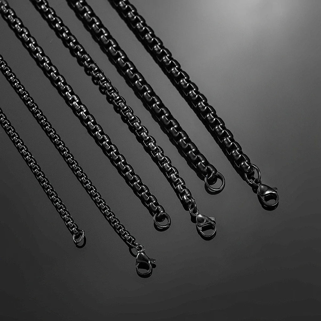 2mm/3mm/4mm/5mm Black Box Link Chain Necklace Classic Curb Stainless Steel Jewelry For Men Women Fashion Accessories