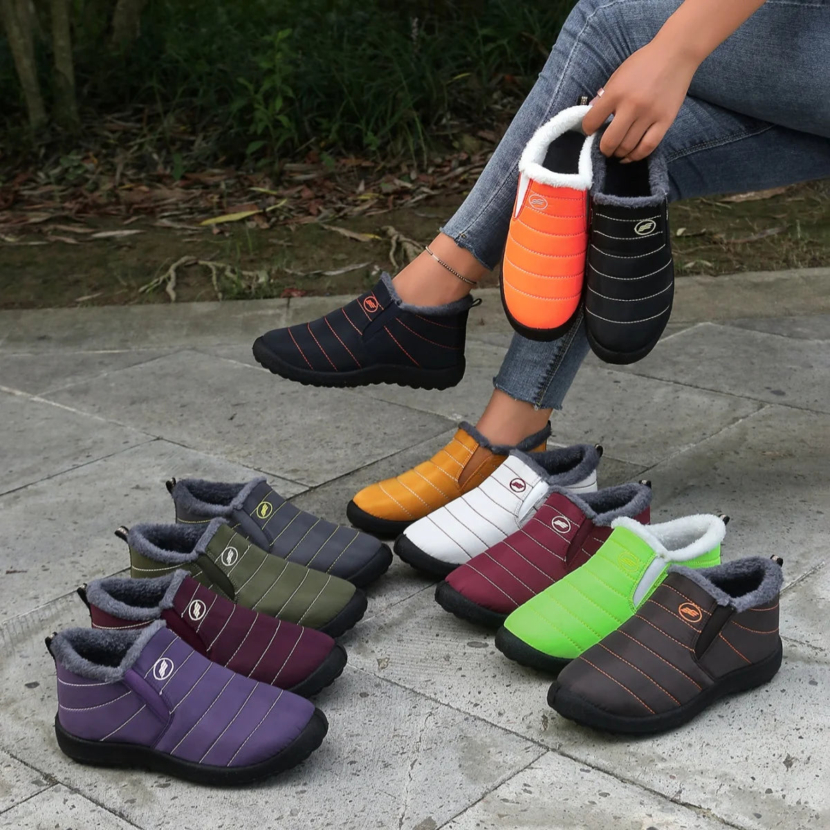 Women's boots Winter Boot with Comfortable Warm Fur Lined Ankle Booties Outdoor Slip On Waterproof Short Boots