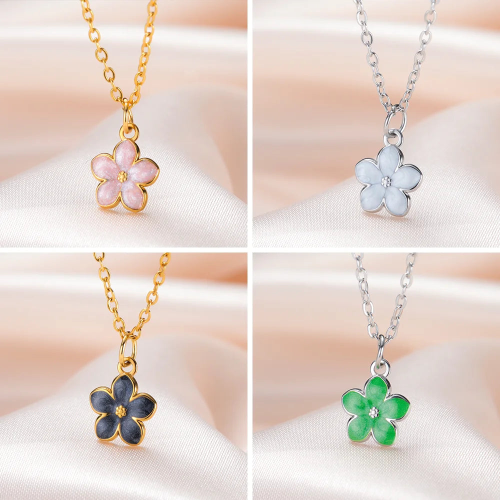 Cazador Plumeria Daisy Mini Flower Necklaces for Women Stainless Steel Gold Color Jewelry Chain Necklace Wholesale 2025 Trend