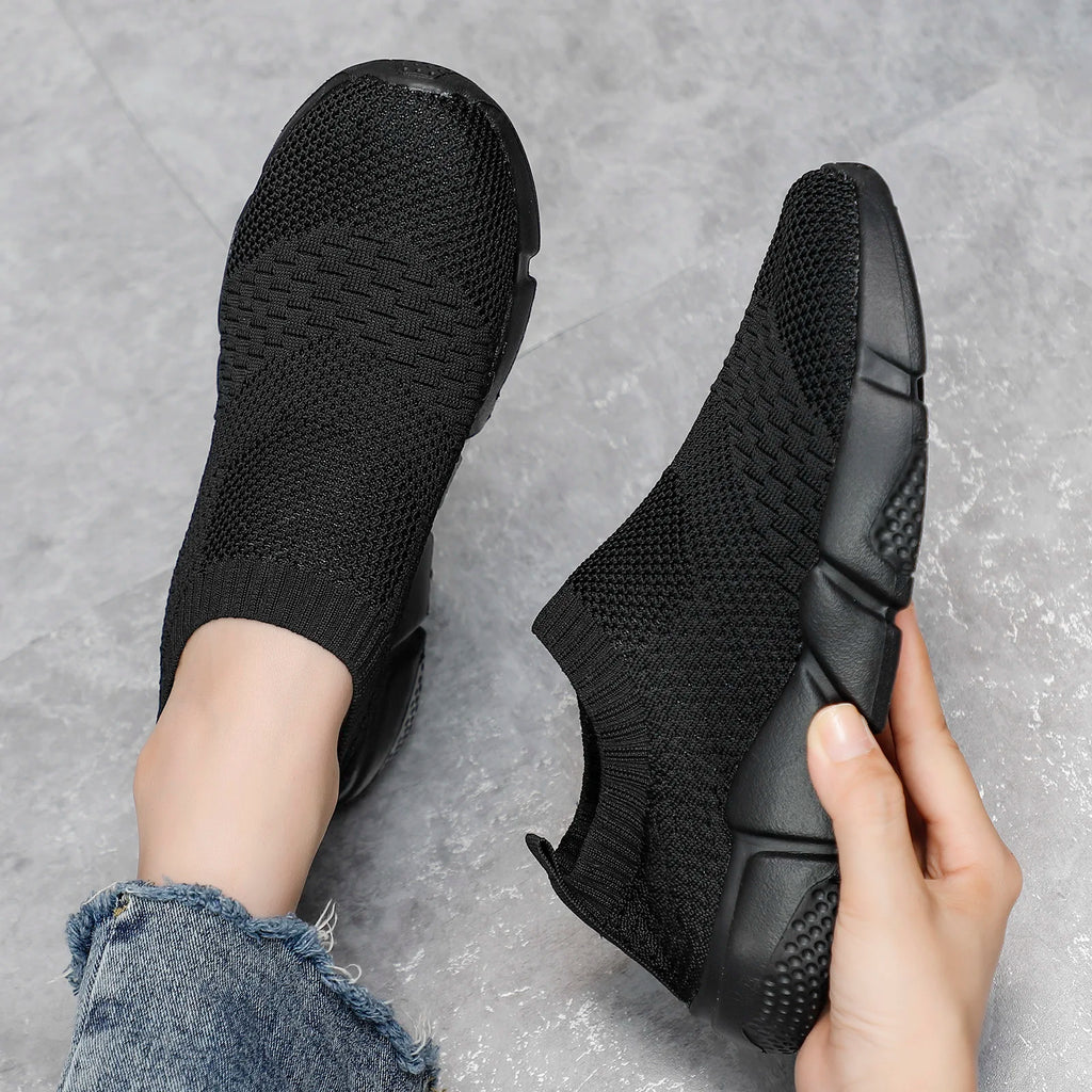 Sneakers Women Shoes Knitting Sock Sneakers Women Slip On Laides Walking Shoes for Woman Loafers Flats Tenis Famela Plus Size