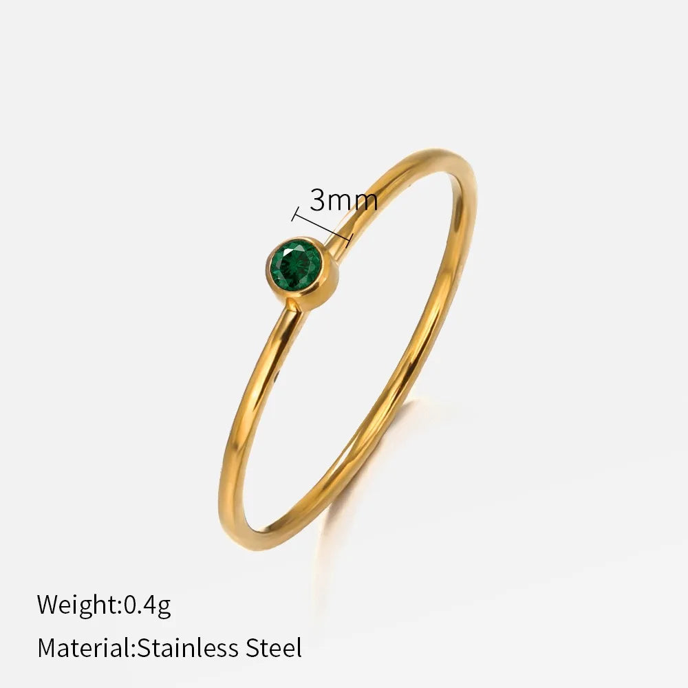 SUNIBI Stainless Steel Birthstone Ring for Woman Gold Color Simple Style Ring Festival Party Fashion Jewelry Dropshipping