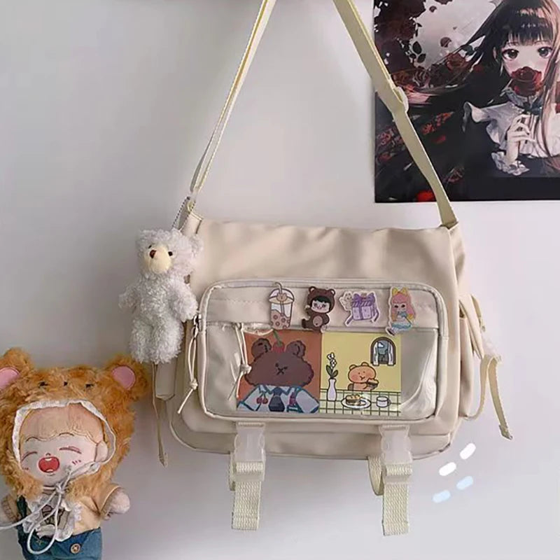 Japanese Style Kawaii Itabag for Dolls Large Handbags New Nylon School Bags for Teenage Girls Tote Shoulder Bag JK Crossbody Bag