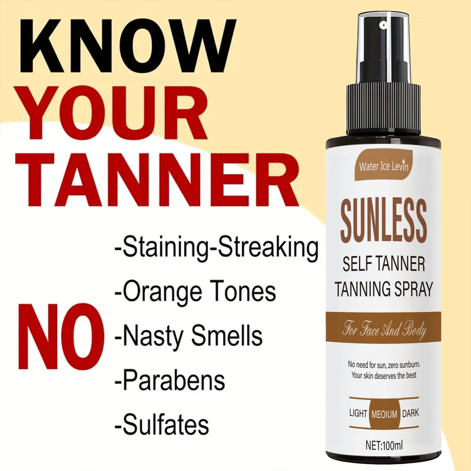 Tanning Spray - Natural Brown Tone, Formaldehyde-Free, Suitable for Men and Women with Skin Color Skin Tone, You Can Create a Sunshine Makeup from a Minute, Indoor Tanning Solution
