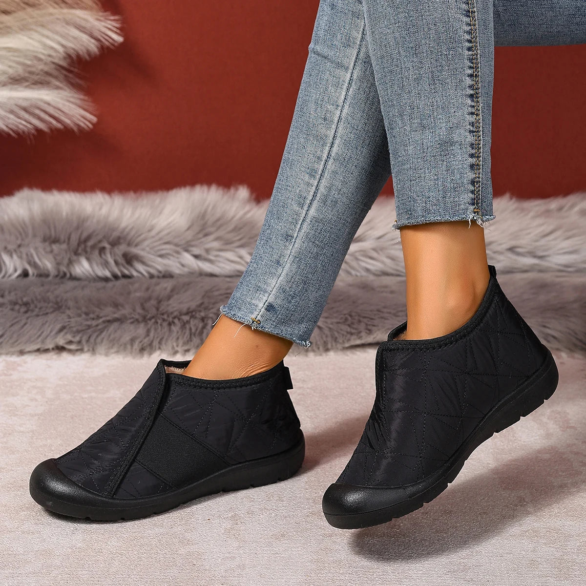 Simple Women Cotton Shoes Plush Warm Womens Snow Boots Lightweight Comfortable Women Casual Shoes in Winter Botines Para Mujeres