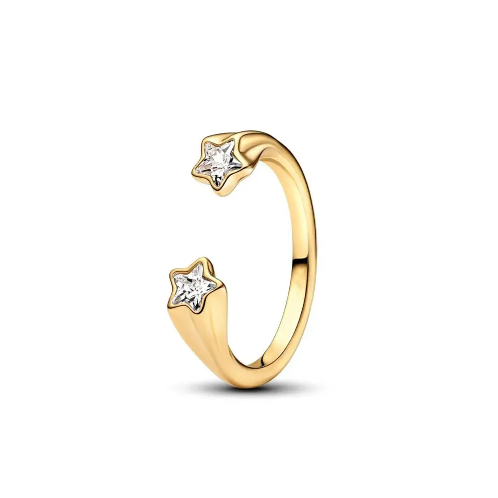 European New 925 Silver, Gold Series Bow Flower Ring Suitable For Exquisite High-Quality Jewelry For Women at Wedding Parties