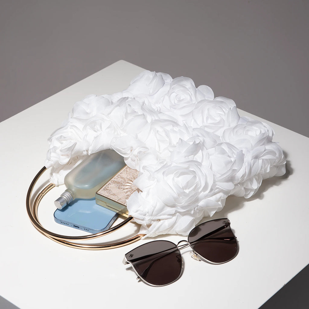 Luxury Rose Flower Tote Bags for Ladies， Prom Dresses for Women， Bag for Women Elegant， Wedding Items， Party Bag（Random Pattern）