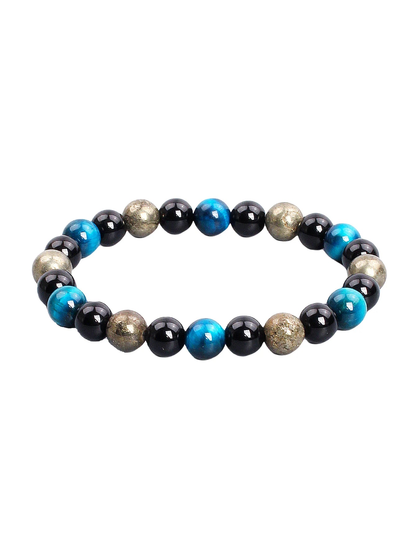 Triple Power Beaded Bracelet Tiger's Eye for Courage Obsidian Grounding & Pyrite for Wealth Natural Stones Healthy Care Jewelry
