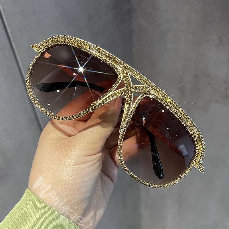 New Personalized Sunglasses For Women Shiny Crystal Sun Glasses Men Vintage Eyegalsses For Hip Hop Oculos De Sol Feminino