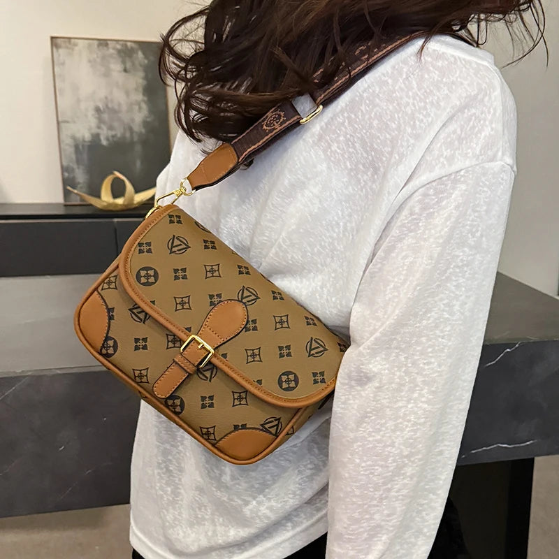 New Classic Texture Crossbody Bag Versatile Crossbody Bag High-End Underarm Bag Nurse Bag Wide Shoulder Strap Bag