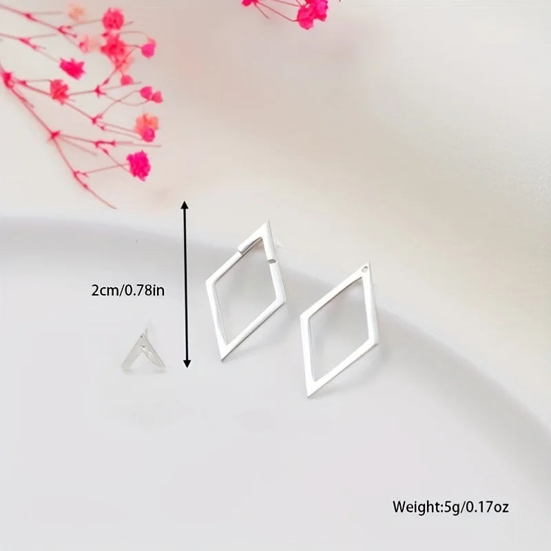 Retro Minimalist Geometric Square Detachable Triangles Stainless steel Stud Earrings for Women Fashion Jewelry Accessories Party