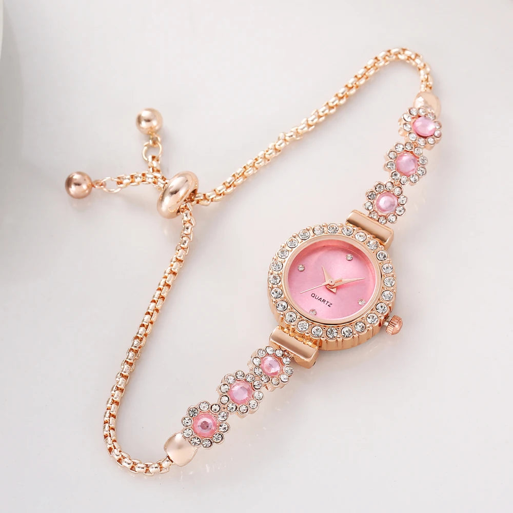 Hot selling lazy free pull-out women's bracelet women's watch fashionable color diamond inlaid fashionable temperament quartz