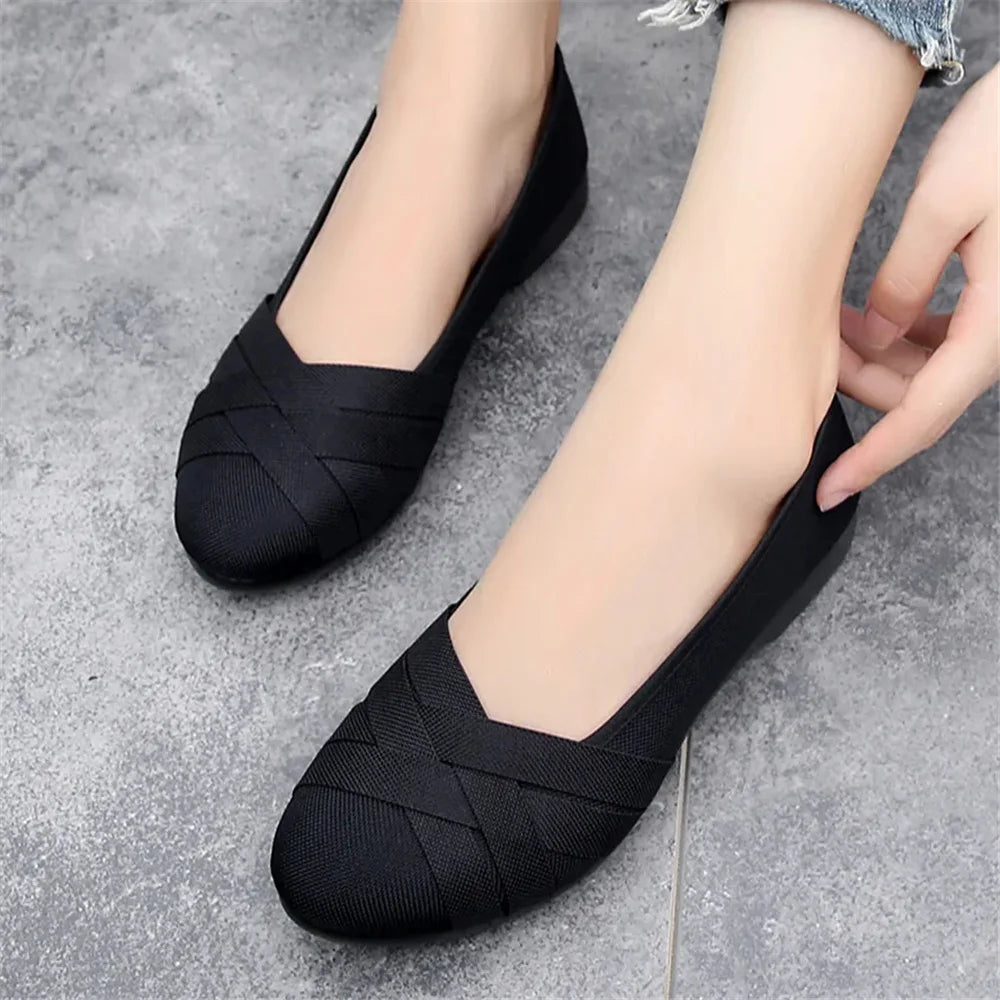 women fashion light weight plus size mesh breathable spring slip on flat loafers lady casual comfort office work shoes b607